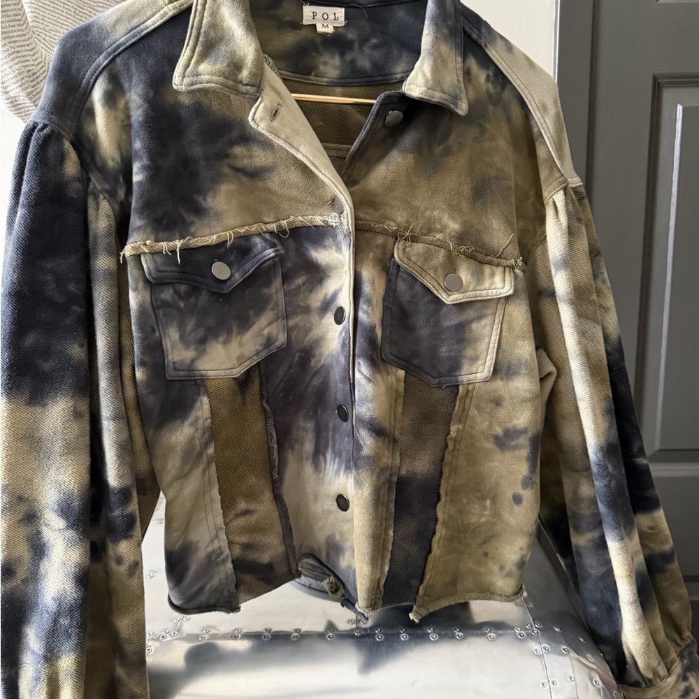 POL Black and Tan Tie-Dye Jacket